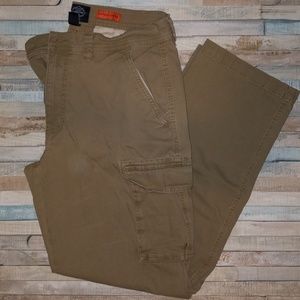 Men's khaki cargo pants.